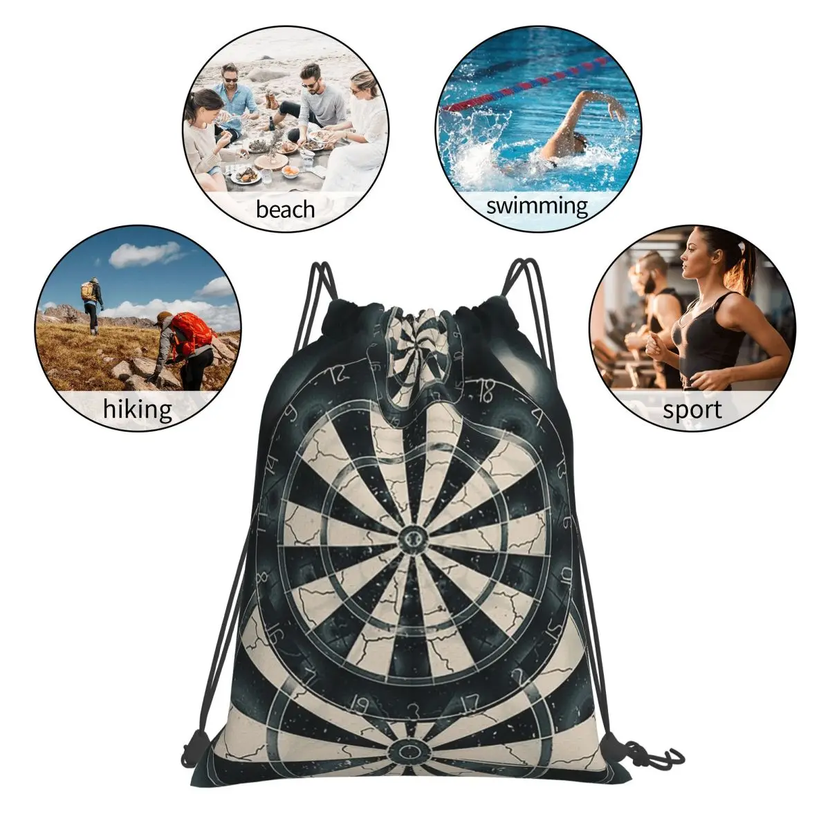Let's Play Darts Backpacks Multi-function Portable Drawstring Bags Shoes Bag Book Bags For Travel Students