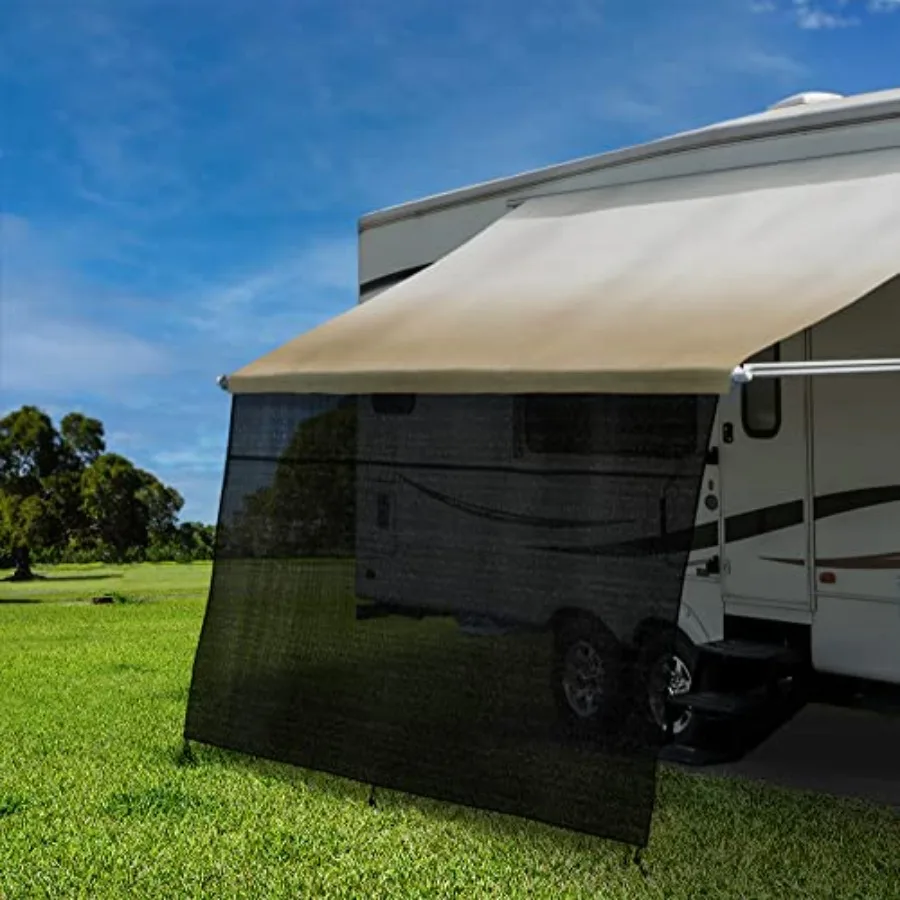 RV Awning Sun Shade Kit with Zipper 11' to 21' Width 8' and 9' Drop Black Mesh UV Blocker 18' x 9' Actual Width 16' 11