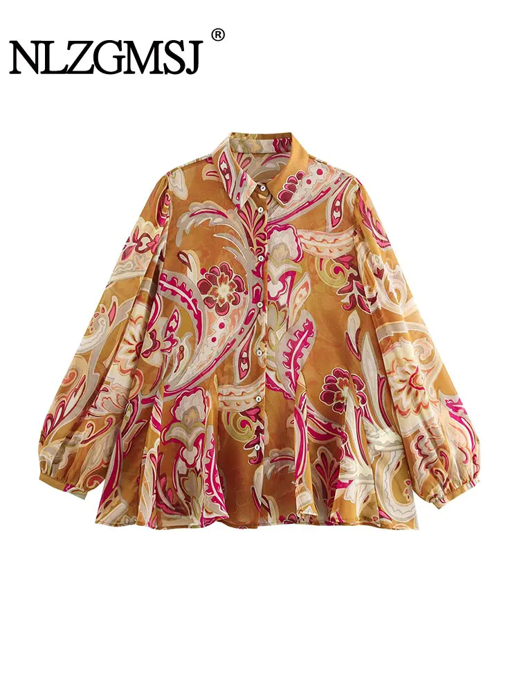 

Весна 202, женские элегантные рубашки с цветочным принтом, новые модные полупрозрачные рубашки с длинными рукавами, повседневные свободные блузки, топ