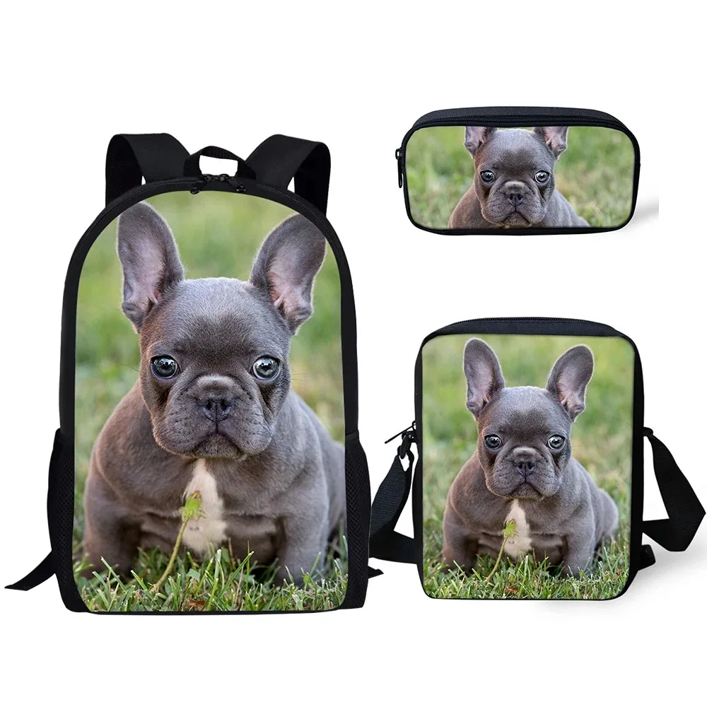 

Cute Animals Bulldogs 3D Print Backpack, Student School Backpacks, Laptop Backpack, Tilt Shoulder Bag, Pencil Case, Harajuku,