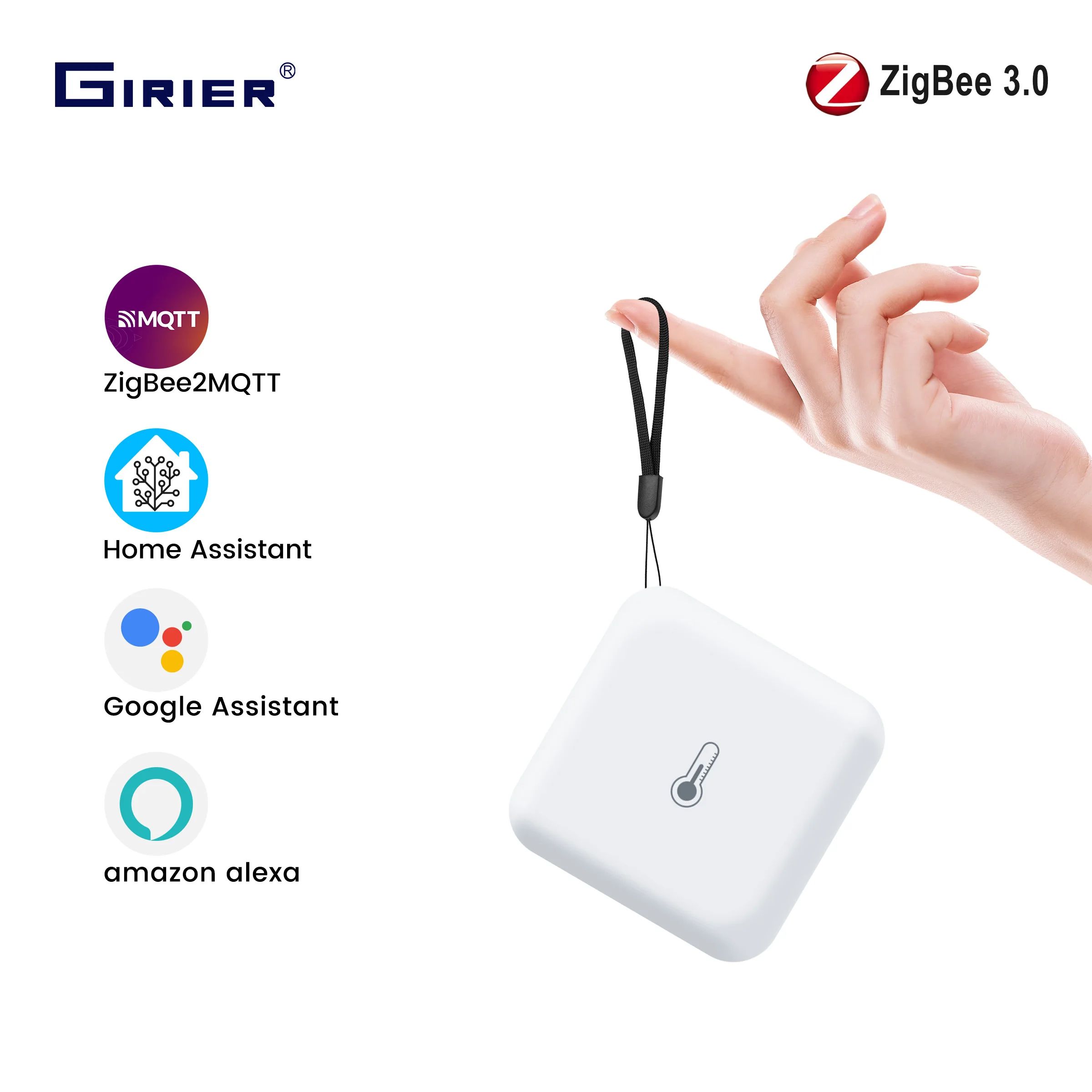 

GIRIER Smart ZigBee Temperature Humidity Sensor Indoor Thermometer Wireless Hygrometer Supports Alexa Home Assistant ZigBee2MQTT