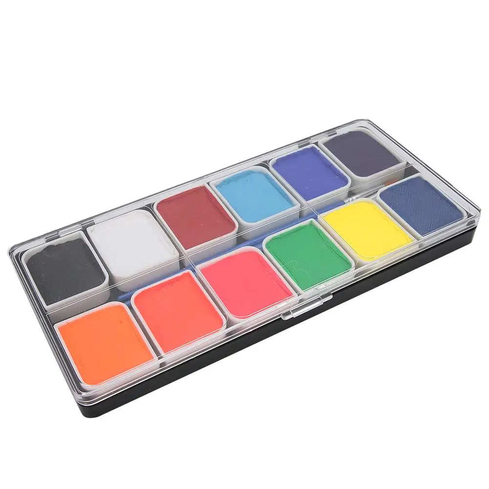 

12 Colors Water-Based Face Body Paint for Halloween Party Ball Game, Fan Fancy Body Art Makeup Pigment Tools