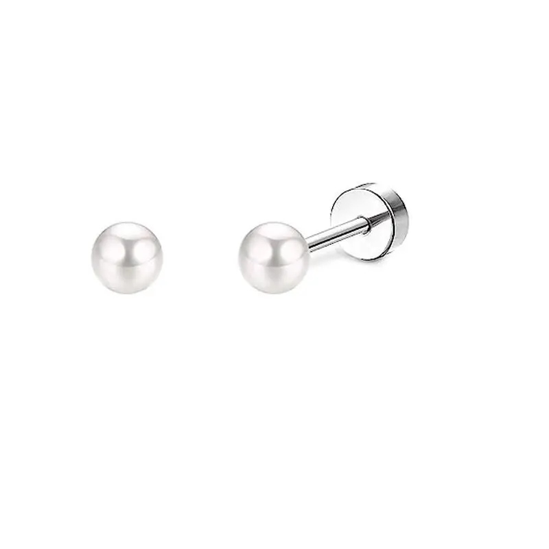 2-teiliges Set Edelstahl Herz-Mond-Ohrstecker mit Schraubkugel für Damen, Modische Ohrstecker für Tragus-Knorpel-Körperpiercing – Detail 12
