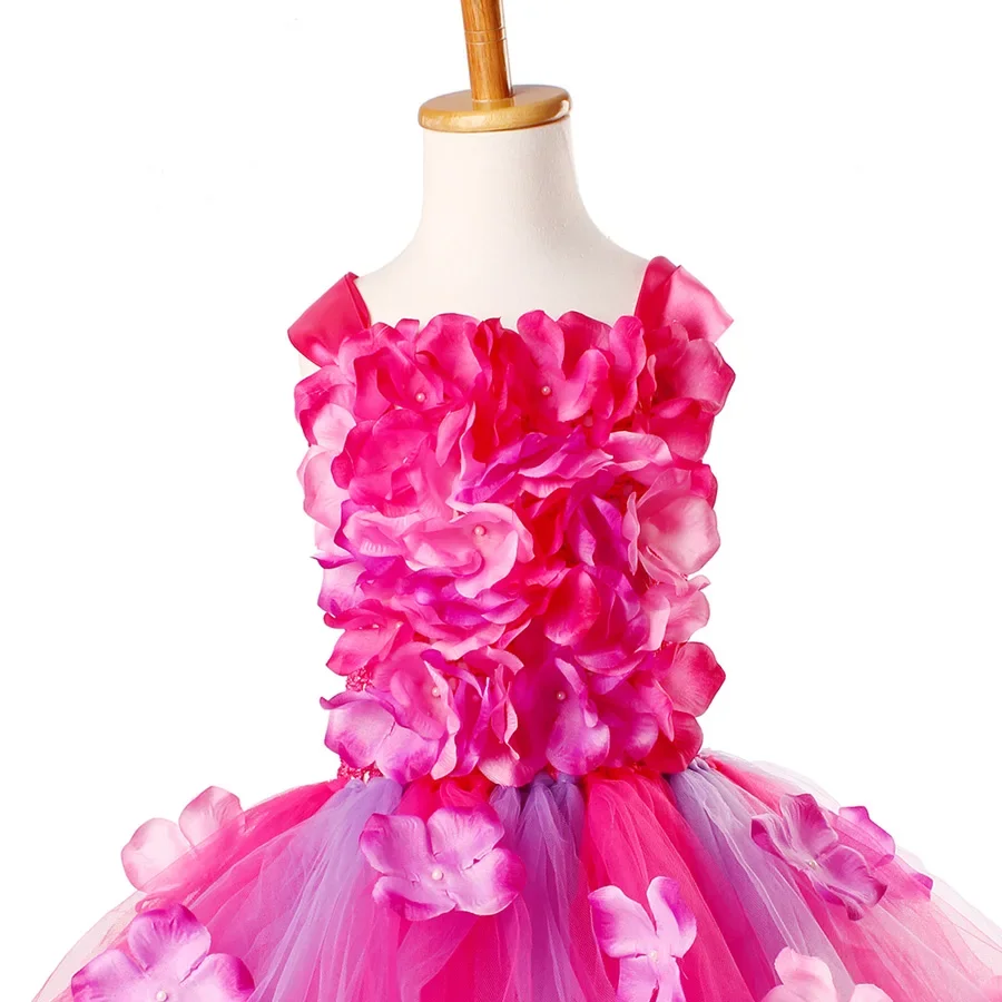 Kids Princess Dress Hydrangea Flower Tutu Dress for Girls Wedding Birthday Party Photo Petals Dress Handmade Kids Pageant Dress view 4