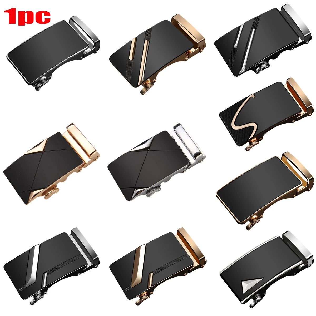 1 men's automatic belt buckle replaced with zinc alloy sliding buckle, suitable for various geometric styles up to 3.5cm