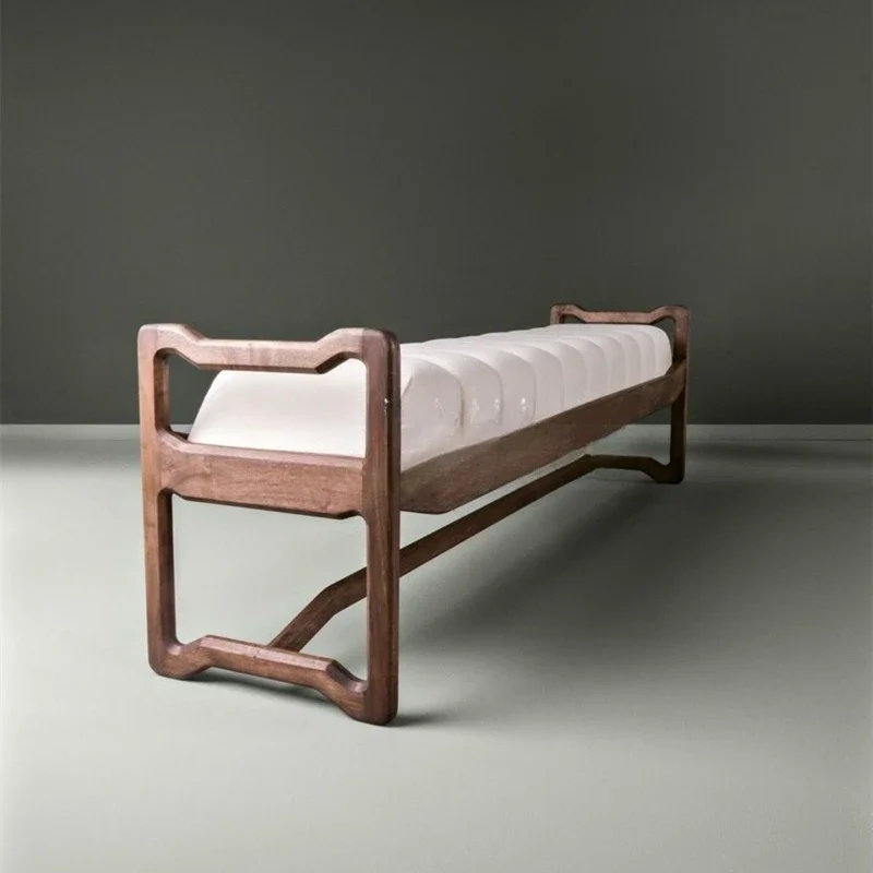 New Chinese light luxury solid wood sofa stool designer foyer bench