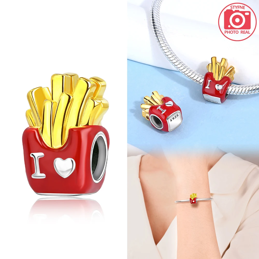 Silver Colors Golden Delicious French Charm Sweet Ice Cream Cute Cat Beads Fit Original Bracelet DIY Fine Jewelry Gift for Women