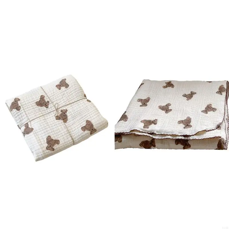 

634F Baby 2 Layers Gauze Muslin Blanket Bear Print Air Conditioned Quilt