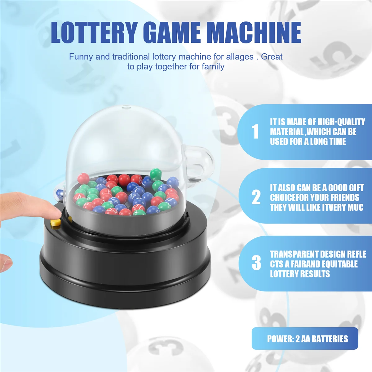 Electric Lucky Lottery Toy Number Picking Machine Mini Lottery Games Shake Lucky Ball Entertainment Board Game Party Games