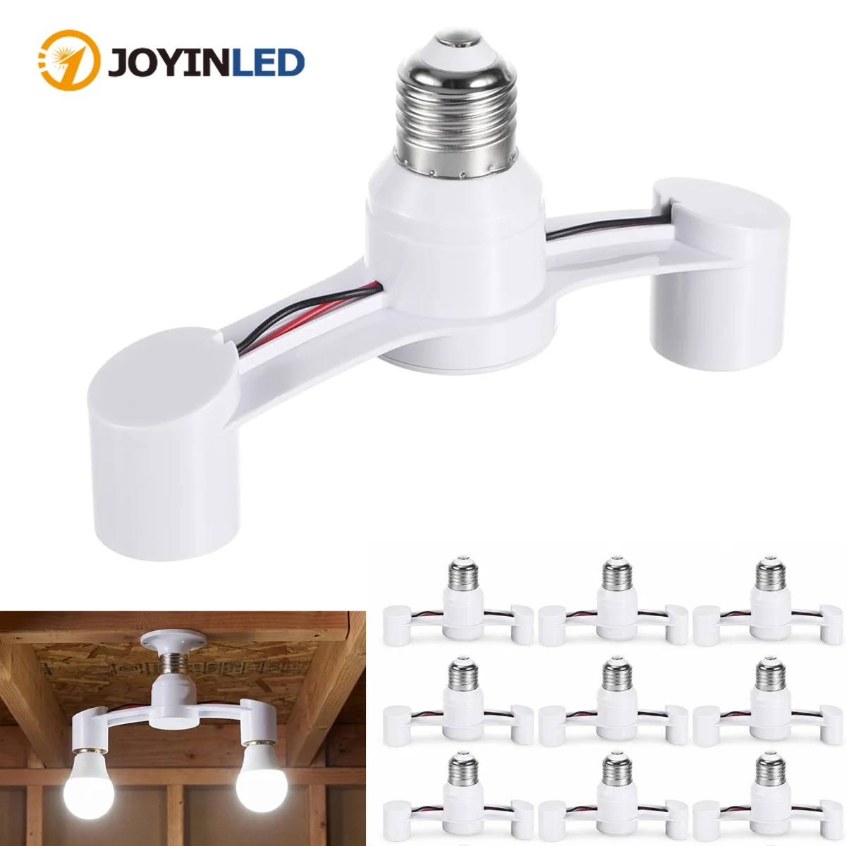 JOYINLED 2-in-1 Dual Bulb Adapter Lamp Holder Converter 1-10PCS E27 to 2E27 Light Socket Splitter 85-285V Home Lighting Base