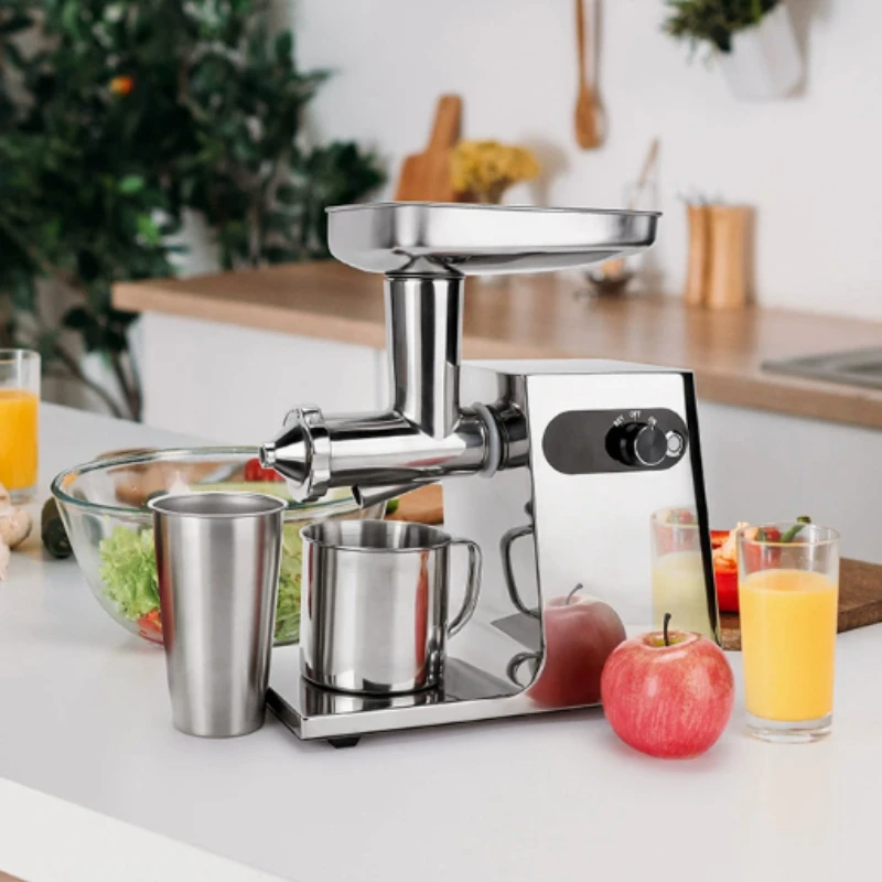 304 Stainless Steel Automatic Juicer, Electric Extractor Home Commercial for Sugarcane Ginger Wheat Grass Vegetables