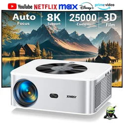 Proyector Android XIWBSY 4k 25000 lúmenes 800ANSI Full HD enfoque automático/proyector Keystone LED proyector de cine en casa Proyectores