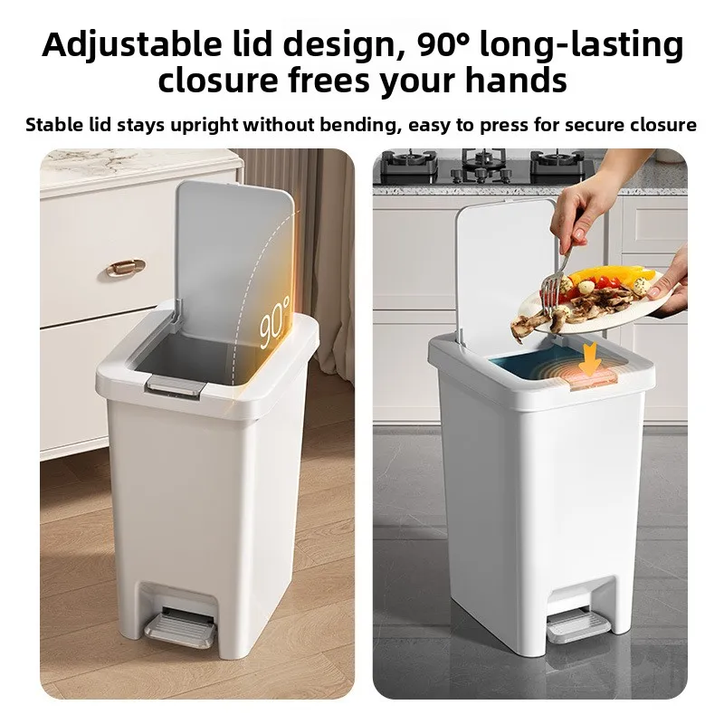 

Large Capaci Pedal Operated Kitchen And Batoom Tra Can Fly Use Plastic Dusin with Lid Luxury And High End