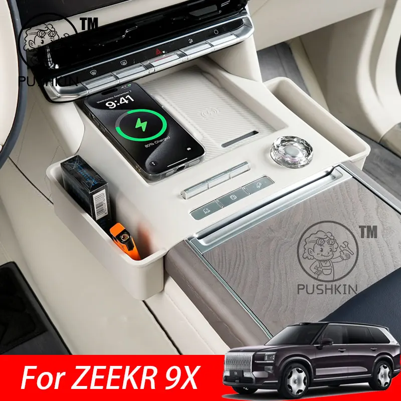 

For ZEEKR 9X 2025 2026 Car Styling Central Control Wireless Charging Silicone Pad Central Storage Dustproof Mat Acccessories