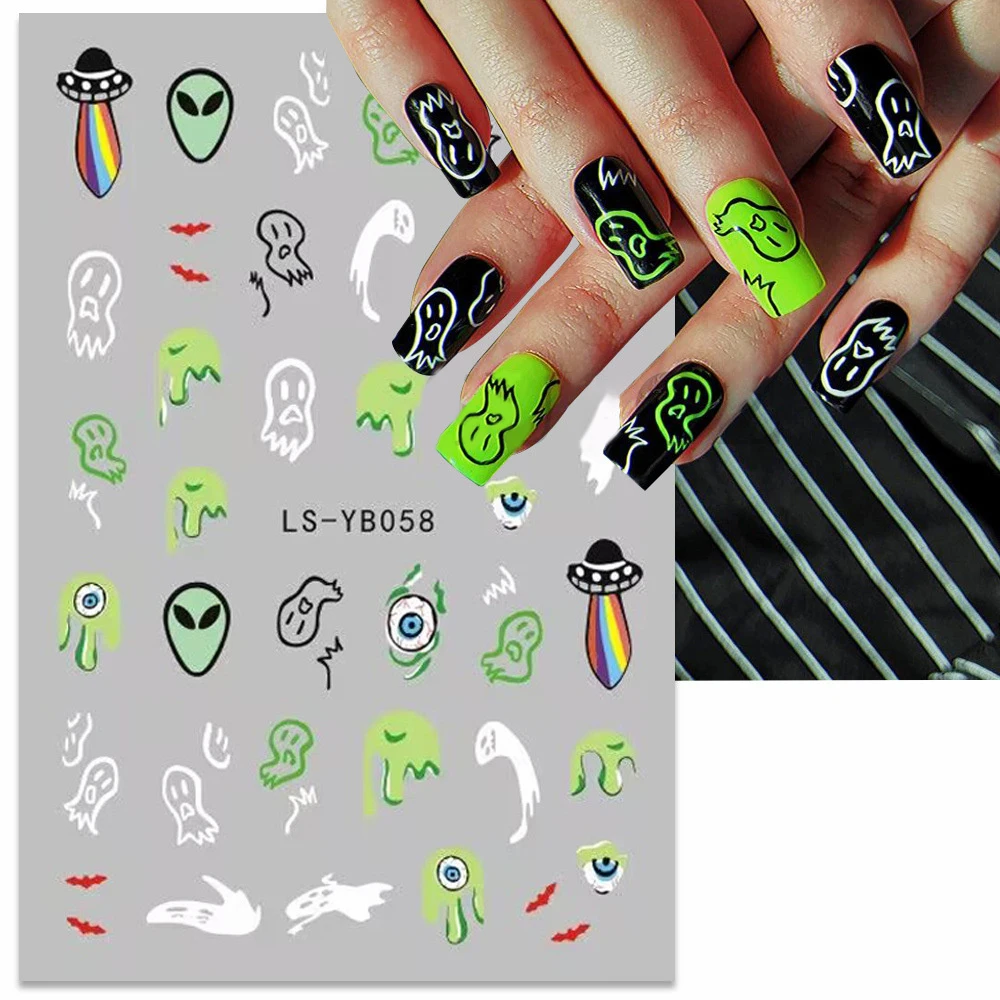 1~4PCS Fun And Creative Nail Art Stickers Cute Playful Halloween Party Nail Accessories Halloween Nail Decoration Nail Stickers