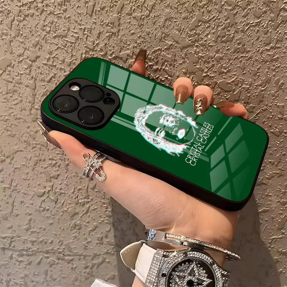 Чехол для телефона Hot Band C-Crystal C-Castles для IPhone 15 Pro Max 14 Pro 12 11 13 Mini X XR XS 16 Plus SE, стеклянная крышка