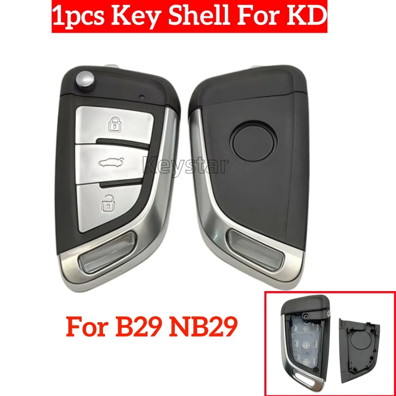 Keystar 1pcs 3 Buttons KEYDIY B29 NB29 Remote Shell Silver Button Car Flip Key Shell Cover for KD WIre Wireless Remote No Blade