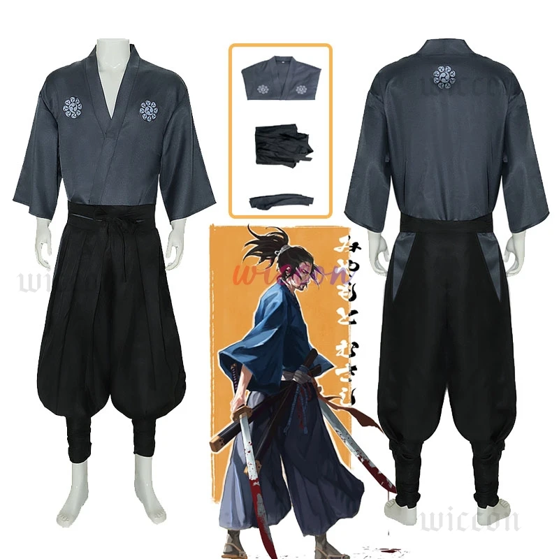 Anime Onimusha Miyamoto Musashi Cosplay Costume Adult Man Japanese Kimono Swordsman Uniform Set Halloween Party Kendo Costume