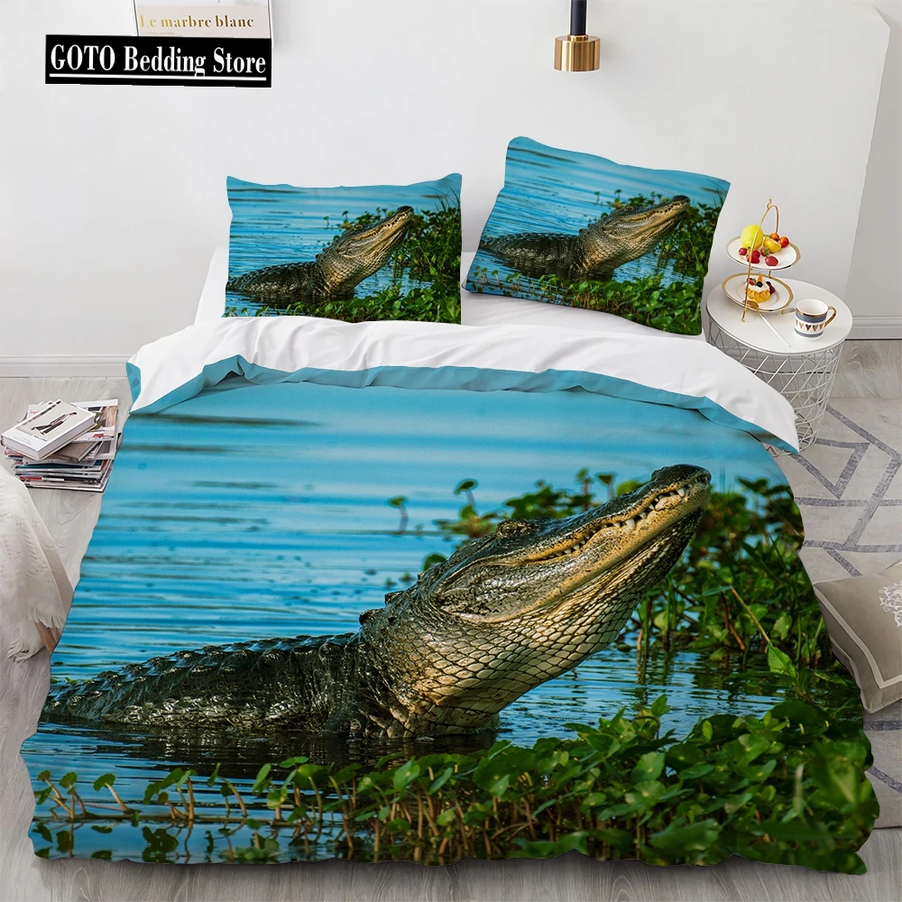 

3D Print Crocodilian Bed Quilts Cover Sets for Teen Boy Bedding Set Including Terrorist Animals Duvet Cover Set +pillowcases New