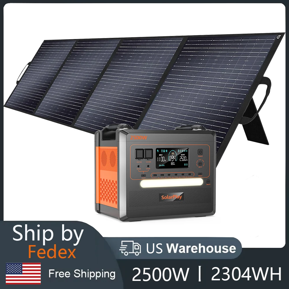 High-Capacity 2304WH Portable Power Station with UPS Function for Camping and Solar Generator SOLARPLAY 2500W Lifepo4 Battery