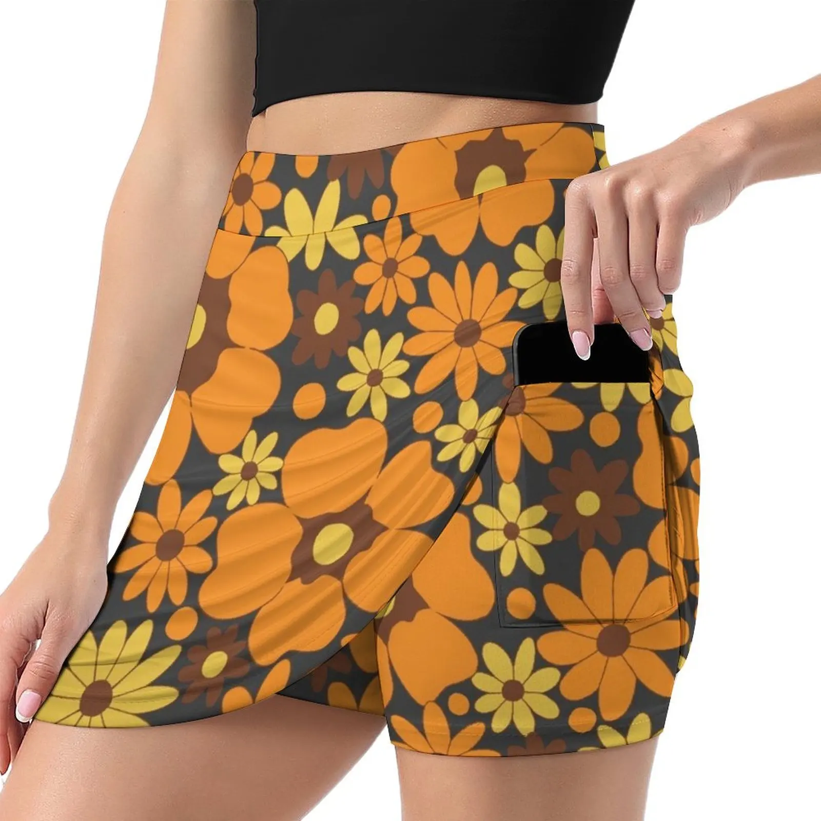 70s Fall Floral Pattern (Dark Version) Mini Skirt skirt for women summer outfits for women 2025