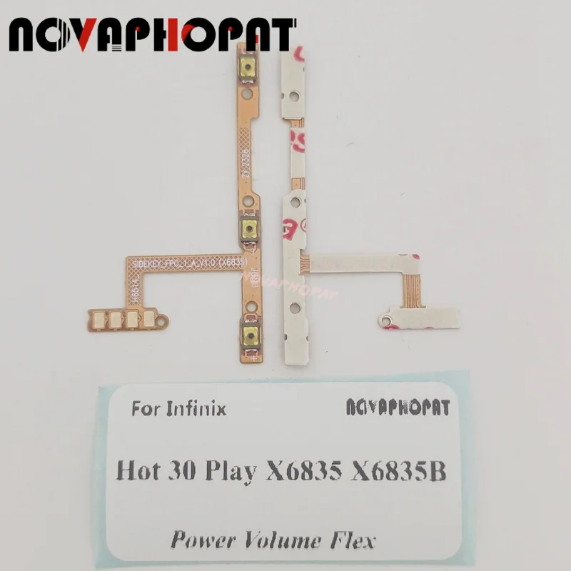 Novaphopat For Infinix Hot 30 Play NFC X6835 X6835B Power On Off Volume Up Down Ribbon Power Button Flex Cable Ribbon