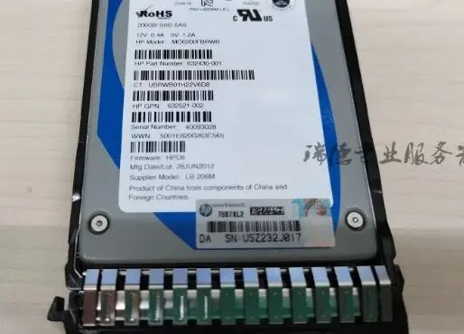 For 658580 632430-001 MO0200FBRWB 200GB SSD 6G SAS 2.5 G8 G9 server hard disk