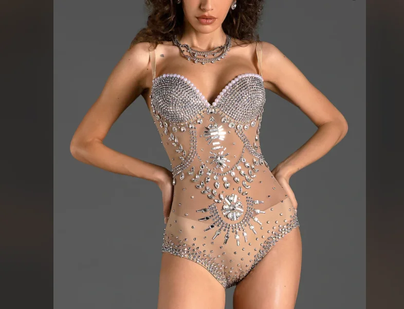 Asimina Transparent Glitter Mesh Bodysuit