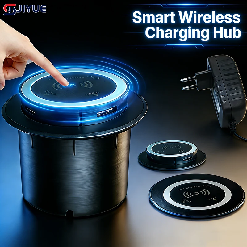 3 in 1 Wireless Charger Built in Type-C USB Ports Desktop Embedded Charging Station for iPhone 17 Xiaomi Airpods Mobile Phone