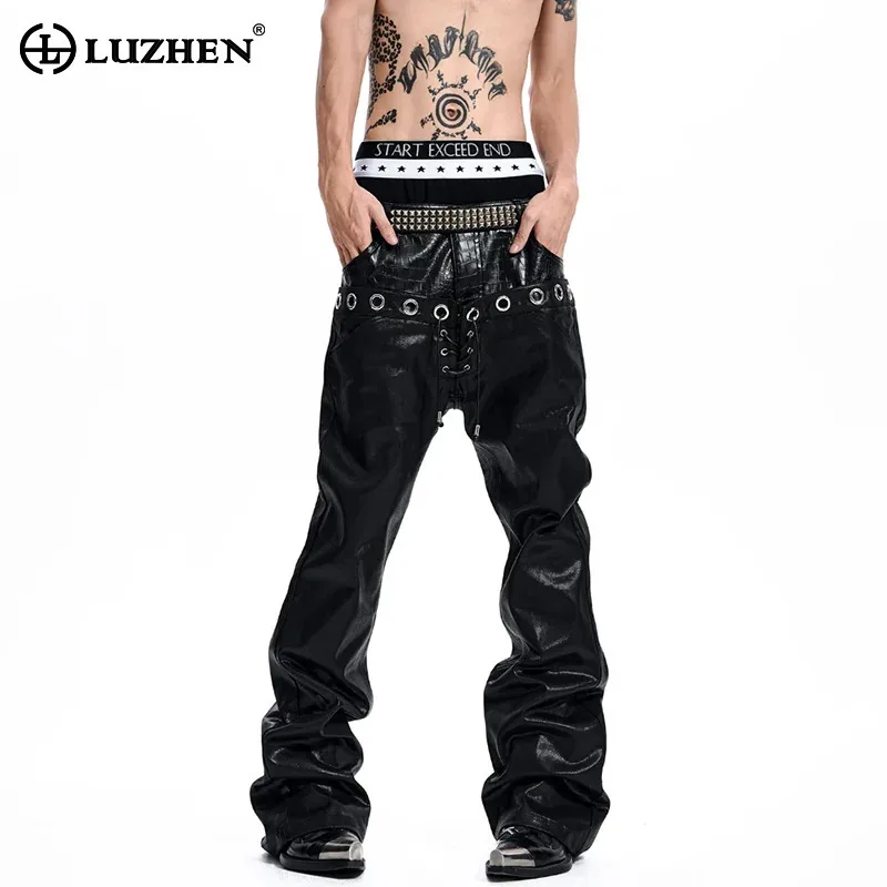 LUZHEN 2026 Personalized Original Double Waist Design Straight Casual Jeans Men's Trendy Street High Quality Denim Pants JY9340