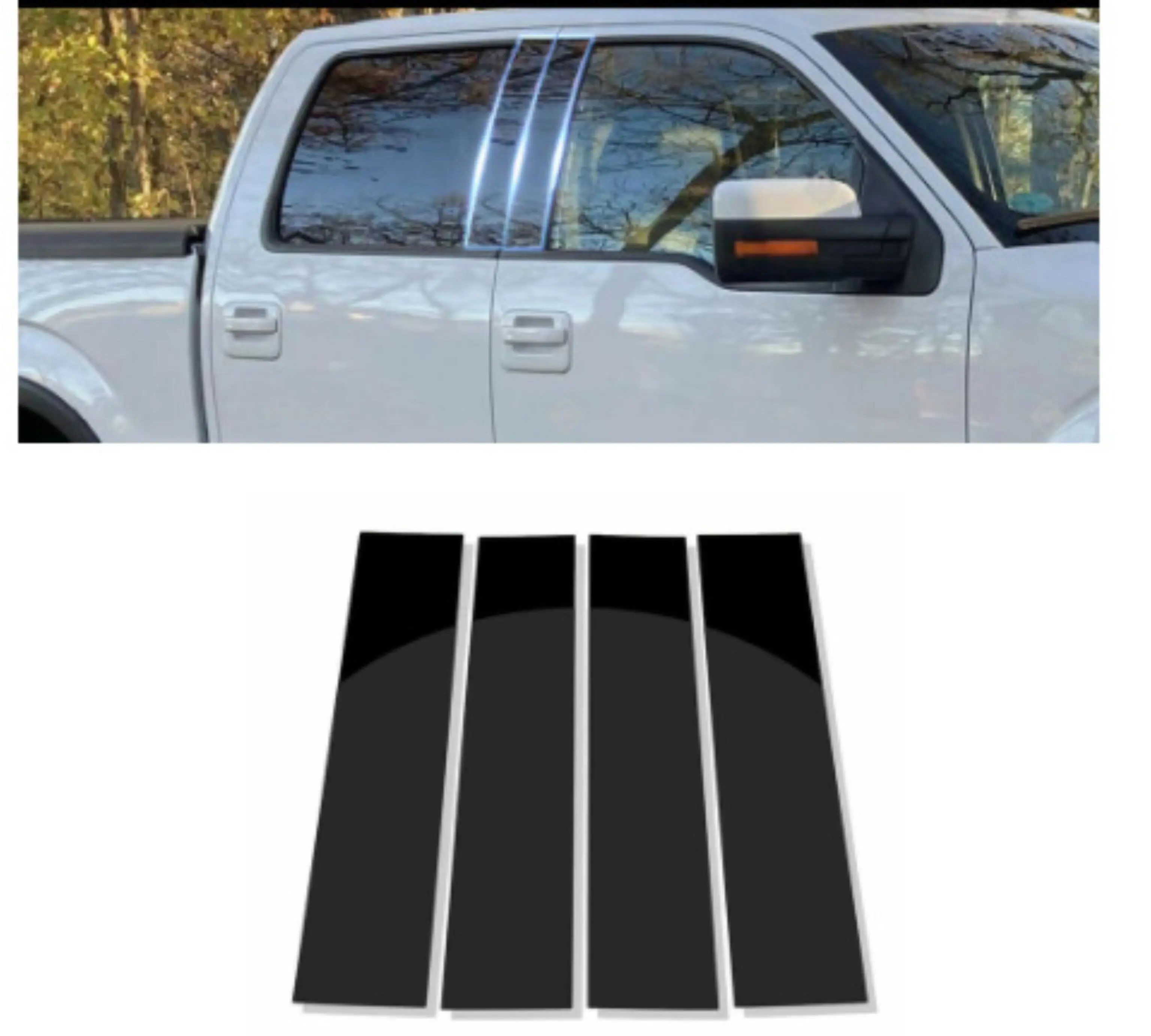 

4PCS Polished Pillar Posts For For Ford F150 2004 2005 2006 2007 2008 2009 2010 2011 2012 2013 2014 Door Trim Cover