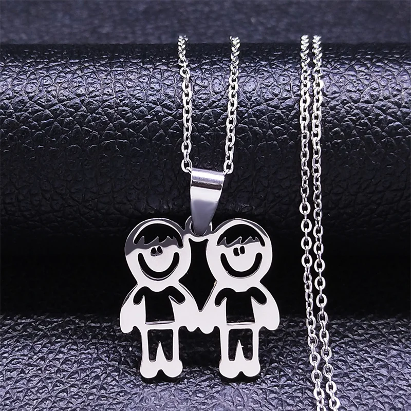 3 Boys 2 Girl Family Stainless Steel Chain Necklaces for Women chains for children Necklace Jewelry collar hombre N378S01