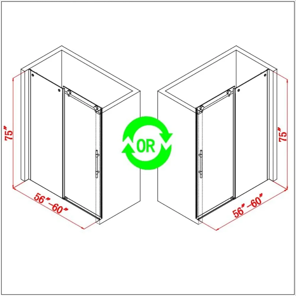 Frameless Shower Door, Bathroom Sliding Shower Door, Transparent Tempered Glass Door with Explosion Proof Film, Easy to Install