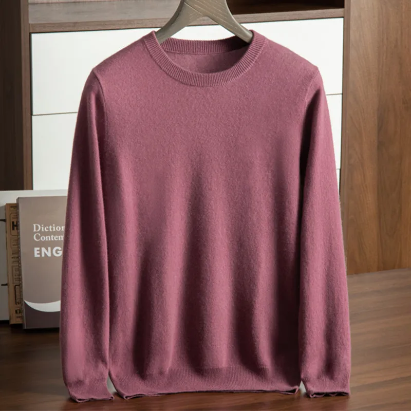 High-Grade 100% Cashmere Sweaters Winter Fashion Warm Men\'s Sweater Solid Slim Fit Men Pullover Autumn Casual Round Collar Shirt