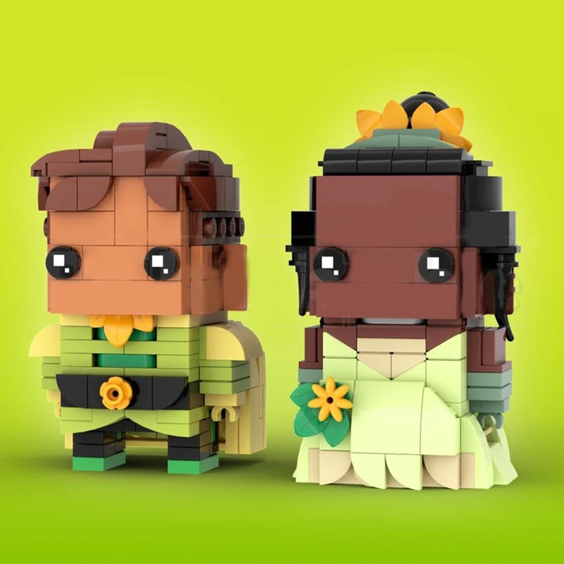 

406pcs MOC Tiana & Naveen Princess and Frogrs Brickheadz Building Blocks Christmas Gift Advanced Display for Brick Collectors