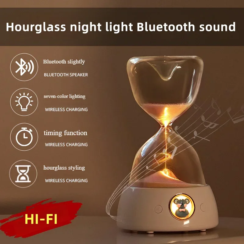 

Wireless Bluetooth Caixa De Som Nightlight Hourglass Sleep Aid Stereoscopic Surroundsound Mini Ornament Desktop Bluetoothspeaker
