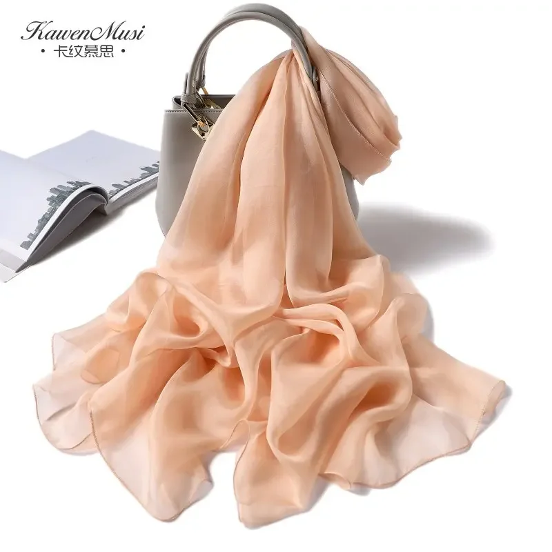 

100% Pure Silk scarf Women Soild color widened Silk scarf Fashion female Plain shawl long scarf For Laides Large beach towel
