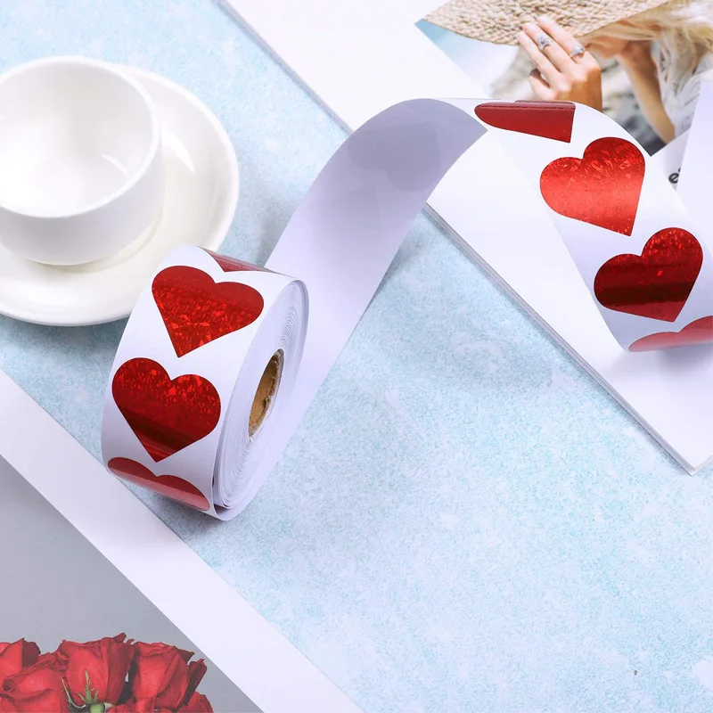 50-500pcs red love shape Valentine\'s Day paper candy bag packaging sticker gift box packaging bag wedding sticker