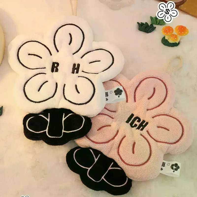 Floral Hand Towel Hanging Highly Absorbent Thick Fabric For Kitchen Bathroom Use Cute Design Odor Free Quick Drying