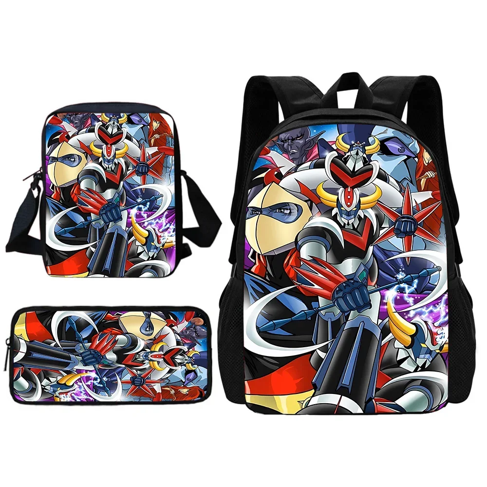 Manga Mazinger Z Child School Backpack With Shoulder Bag Pencil Bags School Bags for Boys Girls Best Gift