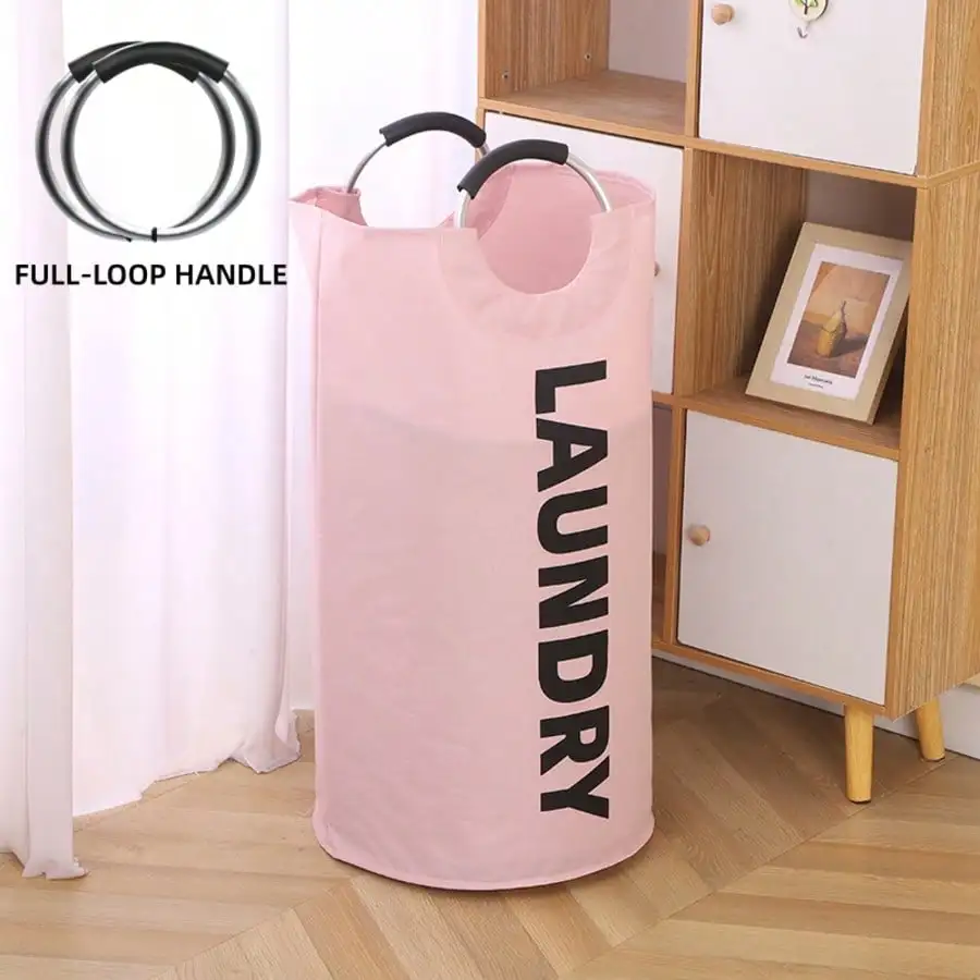 Large Laundry Basket With Aluminum Full Loop Handle, Foldable Waterproof Laundry Hamper, For Storage In Bedroom, Bathroom, College Dorm Storage, Laundry Rooms, Balconies, Dormitories, Closet Organization, Closet Or Laundry Storage