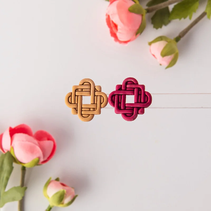 Cetakan ornamen liontin perhiasan anting-anting tanah liat lembut buatan tangan cetakan pemotong tanah liat polimer pola Retro