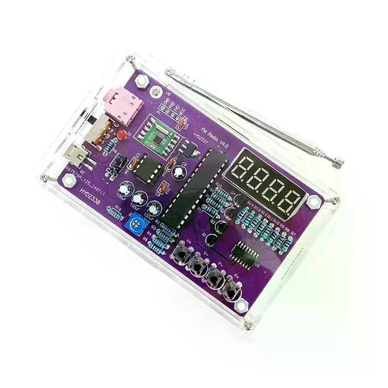 87MHz–108MHz Dual-Channel FM Radio With Digital Display – DIY Electronics Kit With Type-C Port Suitable For Audio Learning Etc