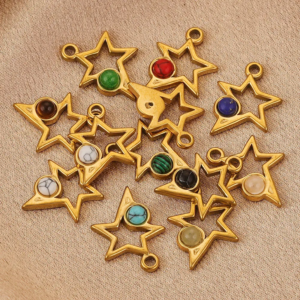 5pcs Stainless Steel Gold Plated Charm Connector Pentagram Vintage for DIY Earring Necklace Jewelry Making Accessories Wholesale