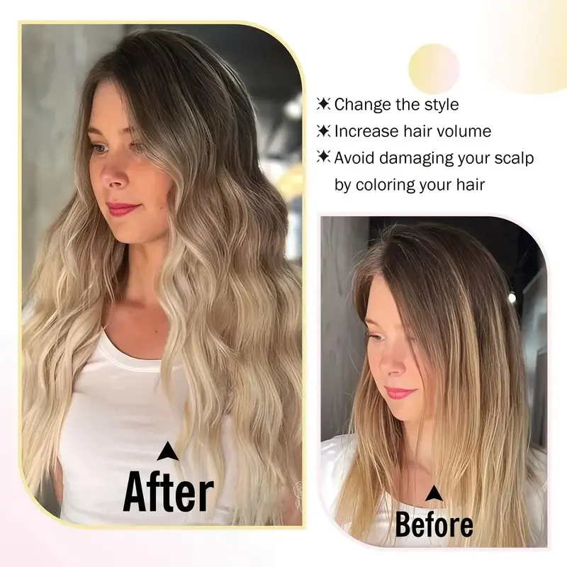 Elegant Clip-in Hair Topper for Women with Side Bangs,Heat-Resistant Long Curly Wavy Synthetic Hair,Topper for Thinning Hair