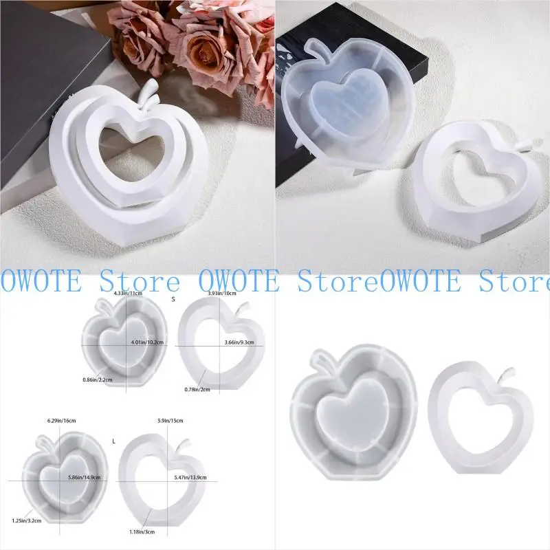 

A52E Silicone Mold for Safe and Fun Apples Craft Projects Easy Release Heart Shaped Desktop Ornament Mould