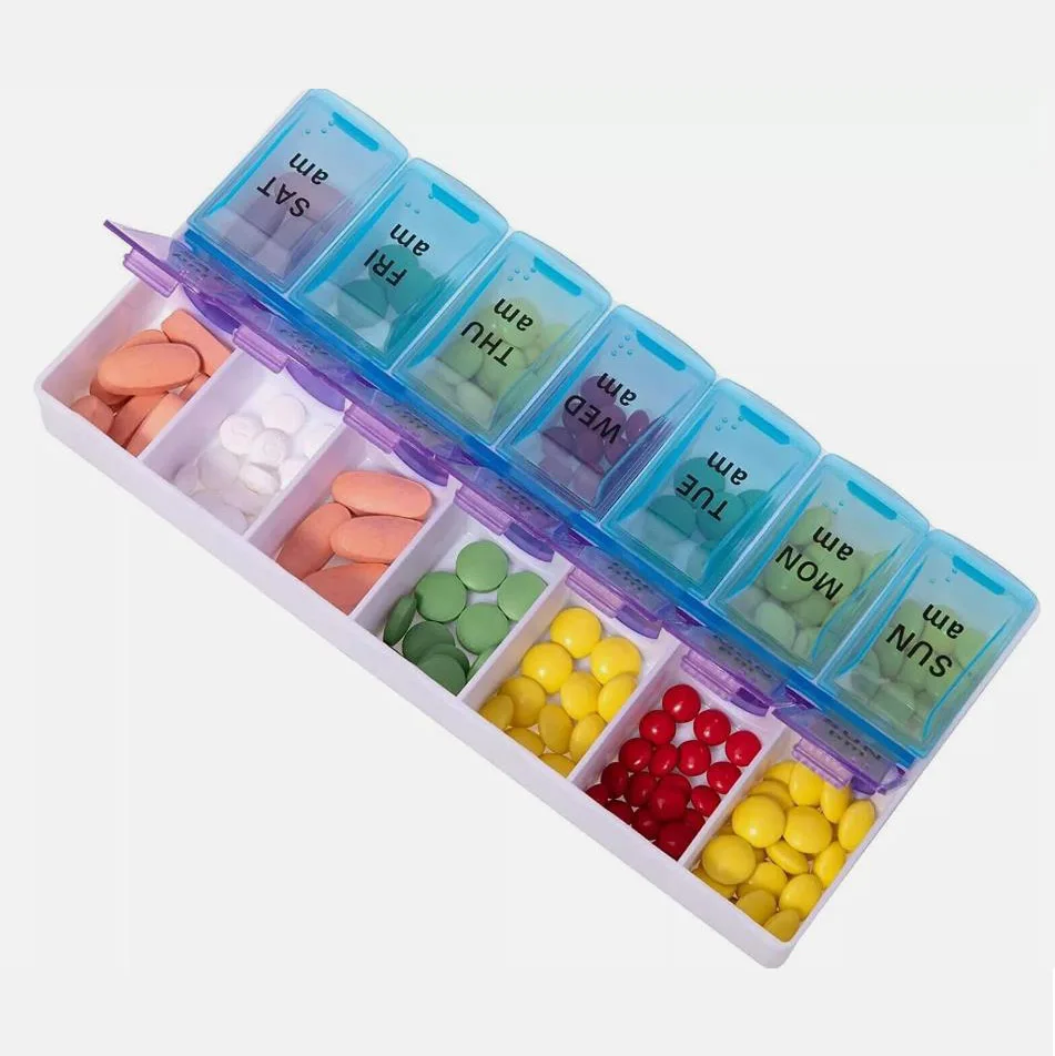 

Weekly Portable Travel Pill Cases Box 7 Days Organizer 14 Grids Pills Container Storage Tablets Drug Vitamins Medicine Fish Oils