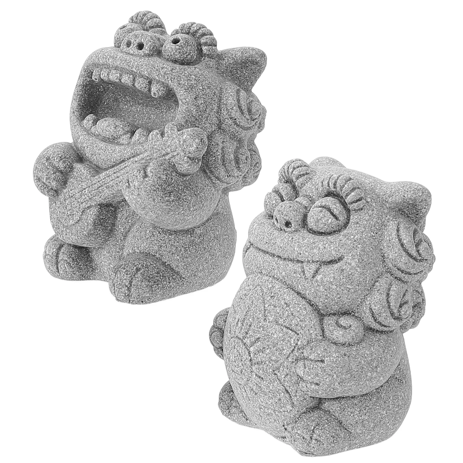 

2pcs Mini Lion Statue Grey Fish Tank Bonsai Decorations Aquarium Garden Ornaments Sandstone Durable Lifelike Easy Clean Statue