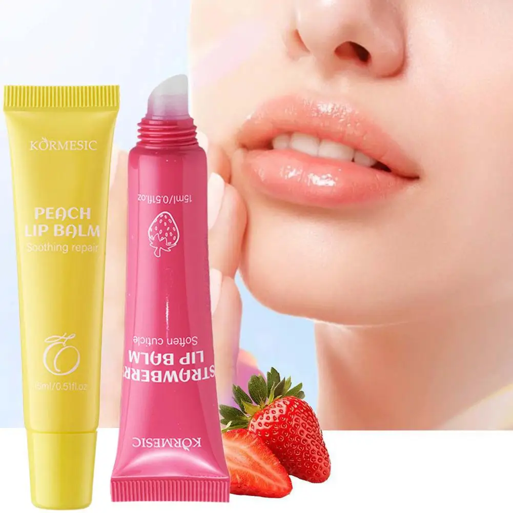 Bálsamo labial perfumado de frutas, hidratante, reparación y bálsamo, eliminación de piel, aromas, cuidado de los labios, fresa muerta, melocotón Q3m3