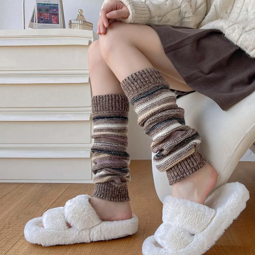 Japanese Style Wool Women Leg Warmers Coarse Knit Protector Leg Warm Socks Lolita Warm Boots Knee Cover Lady/Girls